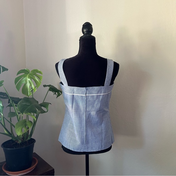 Vintage Blue Houndstooth 70s Square Neck Tank Top - Picture 2 of 15